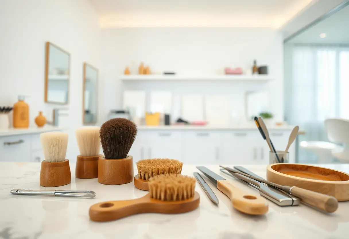 Outils de qualité rangés dans un salon de pédicure professionnel