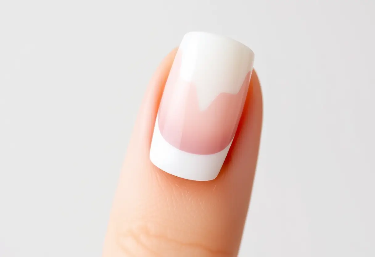 Ongle acrylique avec bout blanc parfait grâce au pochoir