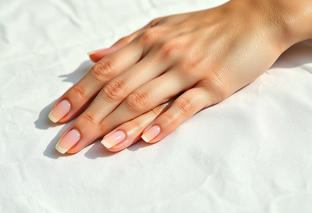 Main de cliente avec ongles parfaitement posés