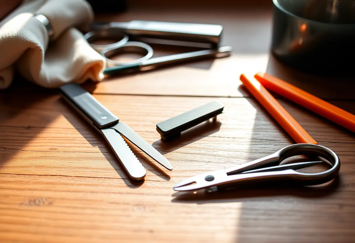 Outils de manucure bien organisés sur une table