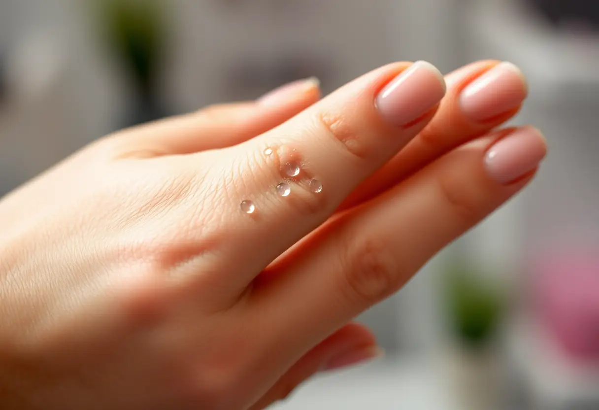 Main de cliente avec ongles parfaitement entretenus en gel UV