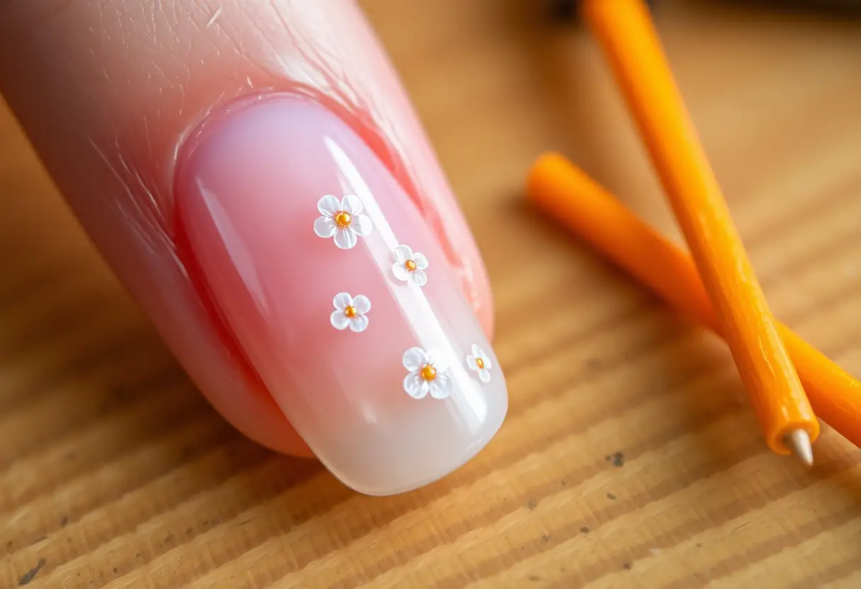 Ongles gélifiées soigneusement entretenues avec des outils de manucure