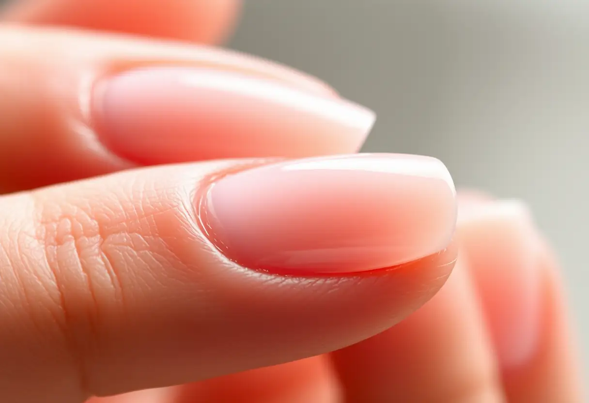 Ongles courts avec une extension de gel chablon subtile