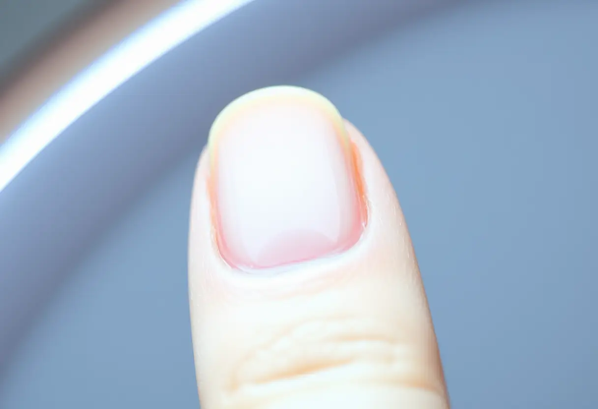 Ongles naturels sous lampe UV, prêts à être durcis
