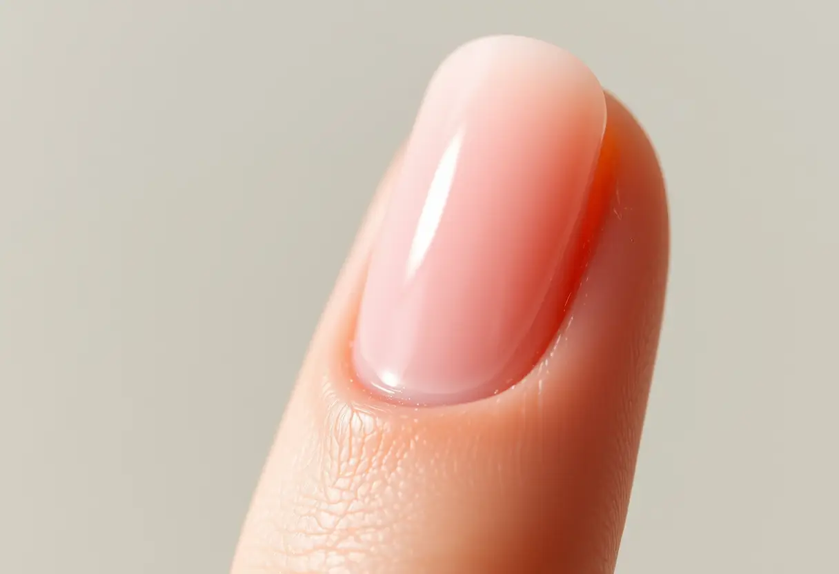 Ongle naturel avec pose de gel, finition naturelle