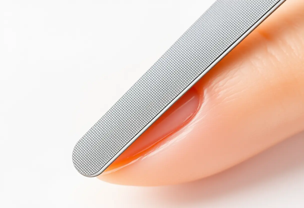 Un coupe-ongles en train d'usiner un ongle artificiel, salon de manucure
