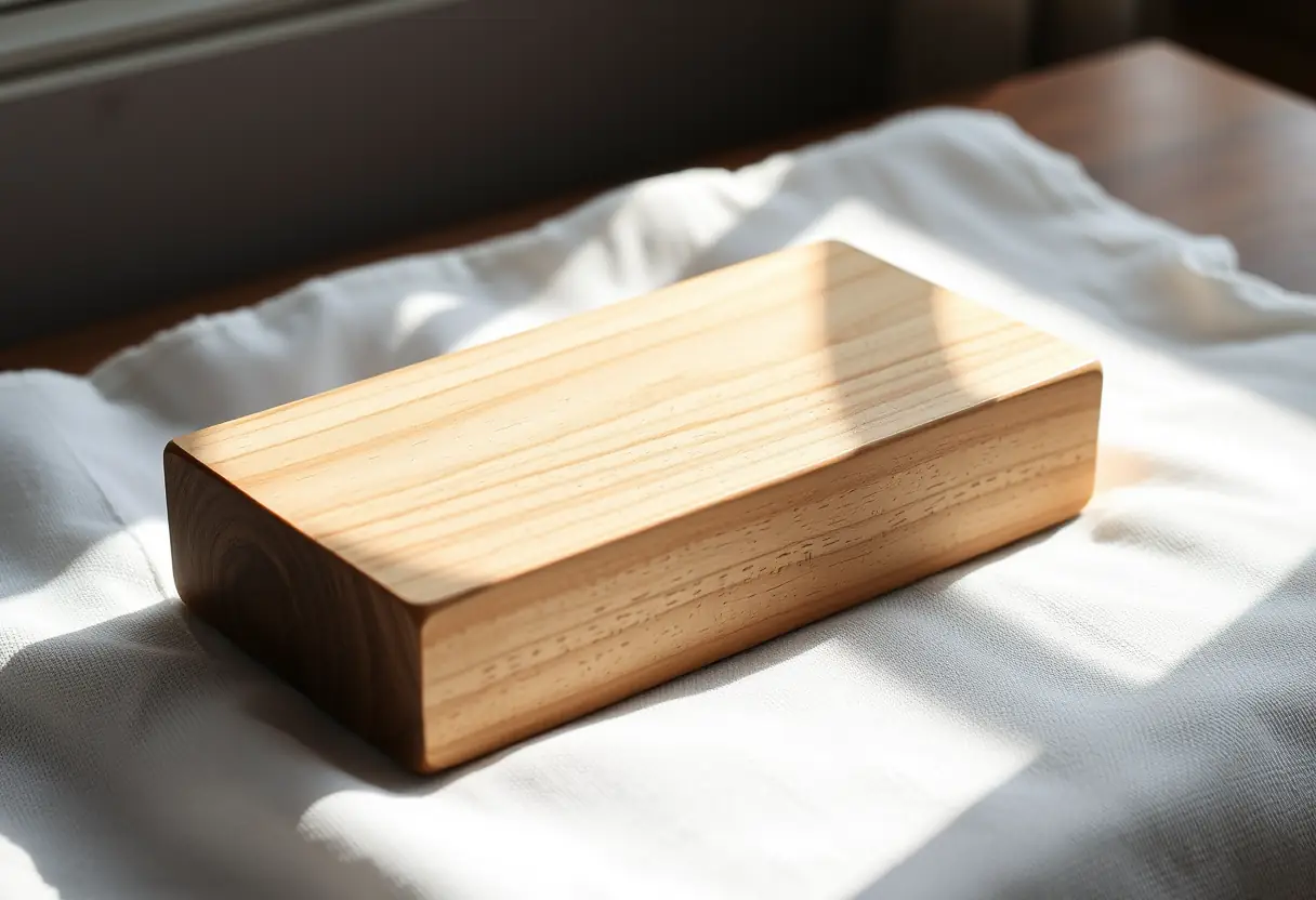 Polissage des ongles, bloc de ponçage sur un tissu blanc