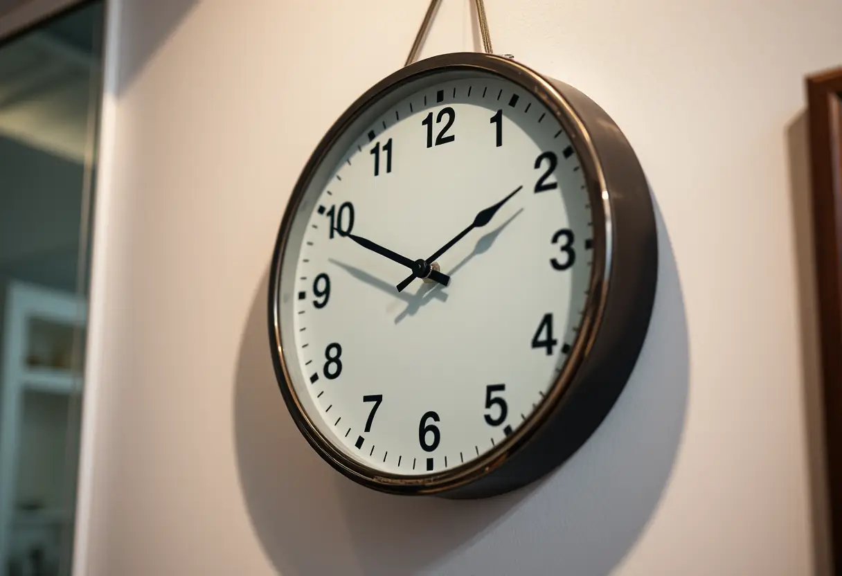 Horloge dans un salon de nail art, pointant l'heure de 15h