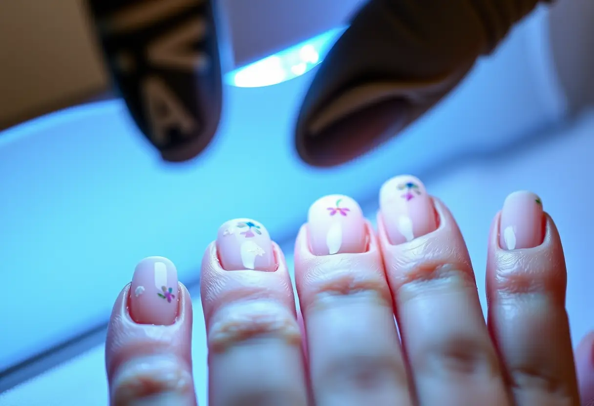 Ongles vernis semi-permanents sous lampe UV, beauté des ongles durable