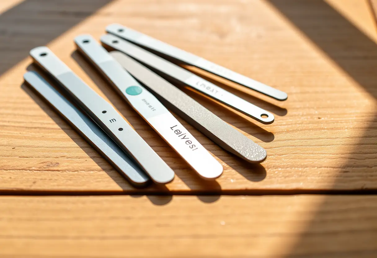 Outils de manucure bien organisés sur une table, lumière naturelle