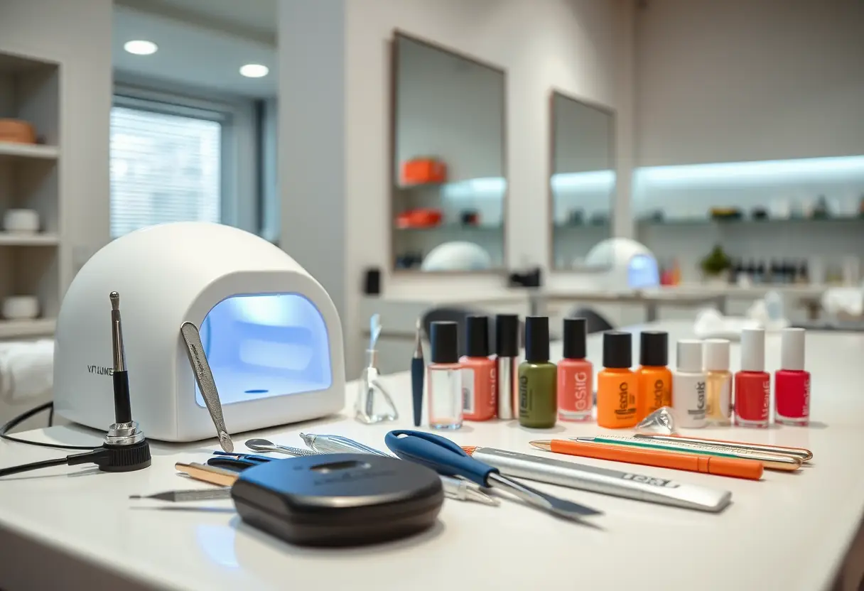 Outils de soins des ongles professionnels dans un salon de beauté