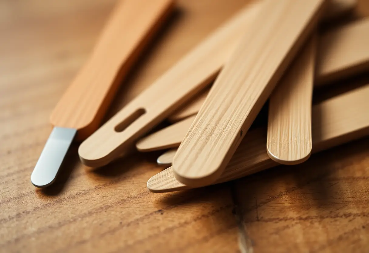 Des outils de manucure bien rangés sur un bureau, lumière douce